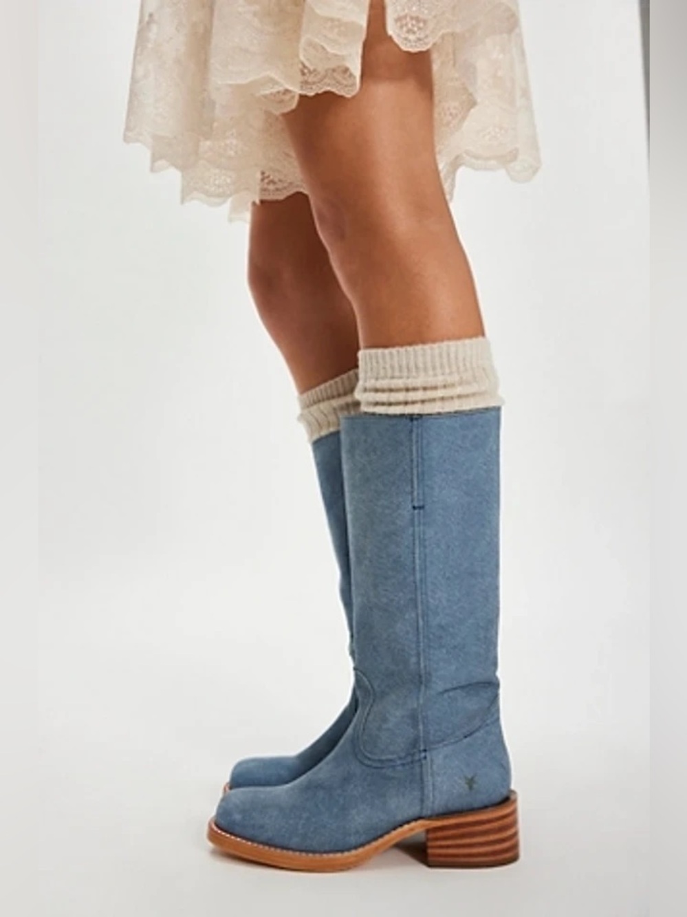 NIB Fry Campus Leather Tall Boots Denim 7.5 $498